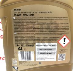 Олія моторна синтетична Ravenol SFE 5W20 4L- фото 5 | Интернет-магазин Авто-Кокс