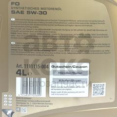 Моторна олія синтетична Ravenol 5W30 FO 4L- фото 4 | Интернет-магазин Авто-Кокс