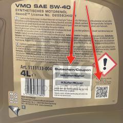 Моторна олива синтетична низькозольна Ravenol VMO 5W-40 4л- фото 4 | Интернет-магазин Авто-Кокс