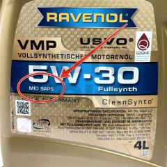 Синтетична низькозольна моторна олія Ravenol VMP 5W30 MID SAPS 4L- фото 2 | Интернет-магазин Авто-Кокс