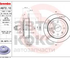Гальмівний диск задній Brembo 08.A872.10 Chevrolet/Daewoo Lacetti Nubira 1.4-2.0- фото 4 | Интернет-магазин Авто-Кокс