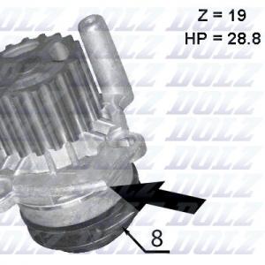 Водяний насос Dolz DZ A224 VW Caddy Golf Skoda Octavia Yeti Superb- фото 1